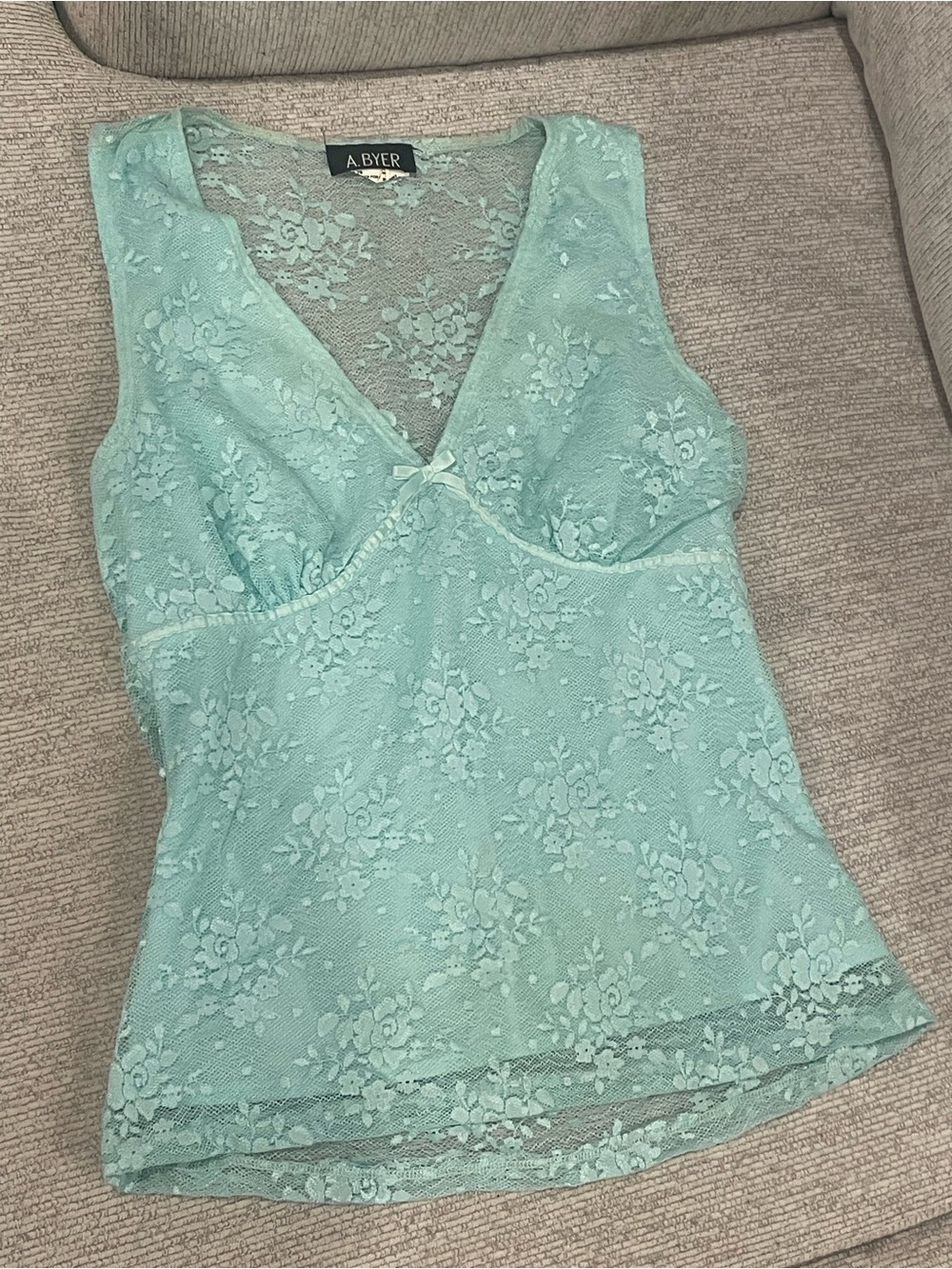 A. Byer Mint Lace V-Neck Camisole